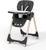 Kidilo Baby Dining Chair, 2 in 1 Height Adjustable, Foldable with 360° Swivel Wheels, Suitable for 6 Months to 6 Years Old - DC01