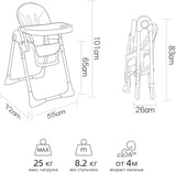 Kidilo Baby Dining Chair, 2 in 1 Height Adjustable, Foldable with 360° Swivel Wheels, Suitable for 6 Months to 6 Years Old - DC01