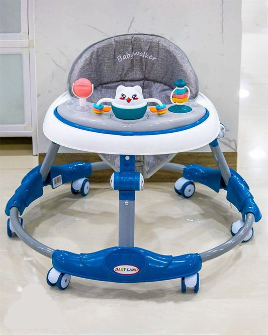Foldable Baby Walker with Music & Lights  360° Rotating Wheels  Adjustable Height  PU Cushion  Early Learning Walker for Boys & Girls BD250
