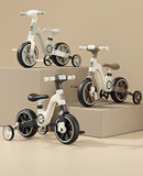 2 in 1 Tricycle with Training Wheels, Ride-on Bike,2 Wheels Balance Bike with Detachable Pedals, PU Wheels, Trike with Music Headlight, Scooter 880 BD130