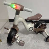 2 in 1 Tricycle with Training Wheels, Ride-on Bike,2 Wheels Balance Bike with Detachable Pedals, PU Wheels, Trike with Music Headlight, Scooter 880 BD130
