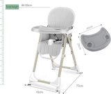 Baby dreams Highchair durable, 4 Wheels High Chair, Foldable Feeding SeatWith Removable Double Tray and 3-point Safety Comfortable Easy to Clean BD143