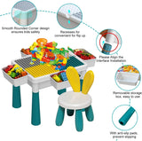 Building Block Table Kids Activity Table, Kids Table Chair Set 2 Storage Boxes 89pcs Set BD0169