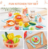 Baby dreams Children’s Play Kitchen,42PCS Kitchen Playset for Kids kids Role Play Kitchen with Real Light Sound Steam Simulation BD136