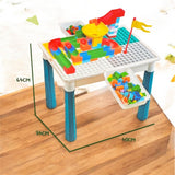 Building Block Table Kids Activity Table, Kids Table Chair Set 2 Storage Boxes 89pcs Set BD0169