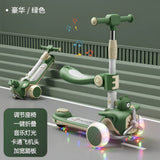 Kids Scooter Foldable Scooter Kick Scooter Toddler Scooter Adjustable Height with Light Up Wheels with Brake s, Music and Seat BD261