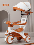 Children Tricycle with Umbrella, Detachabel safetyguard, Push Handlebar Multifunction Kids Tricycle with Parent Handle BD244