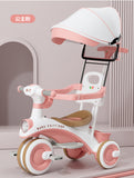 Children Tricycle with Umbrella, Detachabel safetyguard, Push Handlebar Multifunction Kids Tricycle with Parent Handle BD244