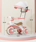 Children Tricycle with Umbrella, Detachabel safetyguard, Push Handlebar Multifunction Kids Tricycle with Parent Handle BD244