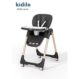 Kidilo Baby Dining Chair, 2 in 1 Height Adjustable, Foldable with 360° Swivel Wheels, Suitable for 6 Months to 6 Years Old - DC01