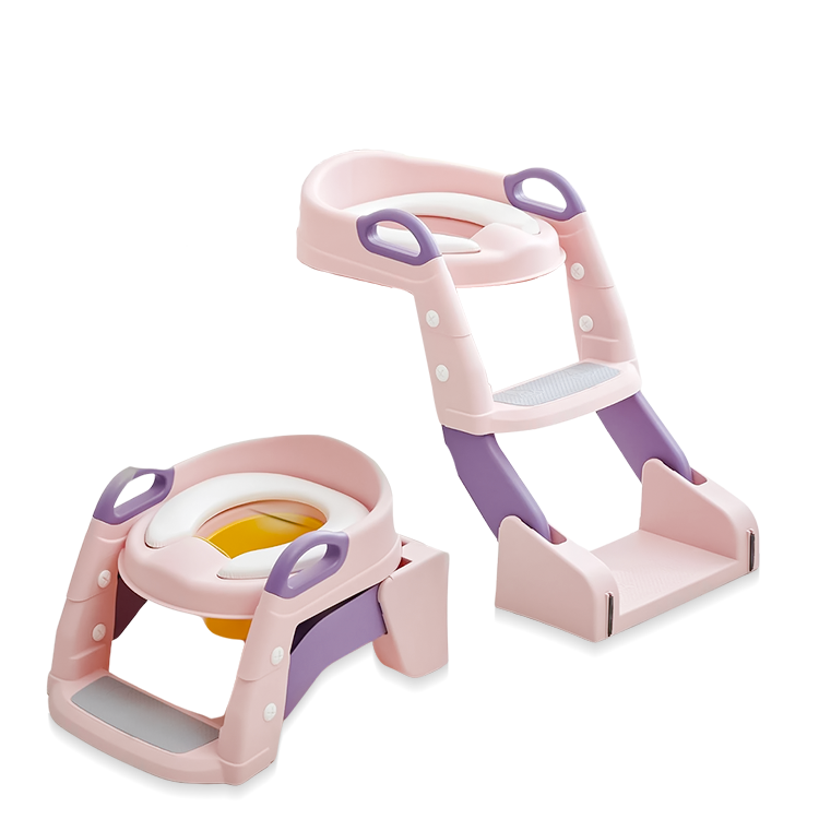 Joyous 2 in 1 Foldable Potty Training Seat with Ladder, Splash Guard & Cushion Seat Kids Toilet Seat  BD096