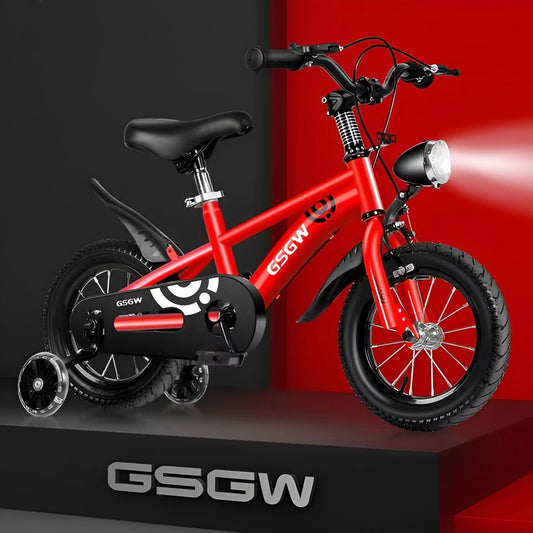 16 Inch Kids Bicycle with Training Wheels & LED Lights – Adjustable Seat Children Bike (5–8 Years) Heavy Duty Steel Frame BD268