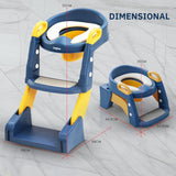Joyous 2 in 1 Foldable Potty Training Seat with Ladder, Splash Guard & Cushion Seat Kids Toilet Seat  BD096