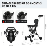 Two-Way Push Compact Stroller, 4-Wheel Anti-Rollover Baby Buggy with Adjustable Canopy, Easy Folding Lightweight Toddler Stroller BD247