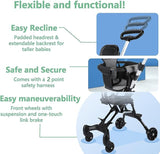 Two-Way Push Compact Stroller, 4-Wheel Anti-Rollover Baby Buggy with Adjustable Canopy, Easy Folding Lightweight Toddler Stroller BD247