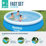 Bestway Fast Set 12’ x 30” Round Inflatable Pool Swimming Pool For Kids Age 8+ 57273