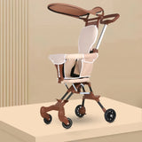 Two-Way Push Compact Stroller, 4-Wheel Anti-Rollover Baby Buggy with Adjustable Canopy, Easy Folding Lightweight Toddler Stroller BD247