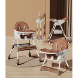 4 in 1 Baby High Chair | Newborn Feeding Chair| Removable & Adjustable Double Meal Tray | with Recline 618