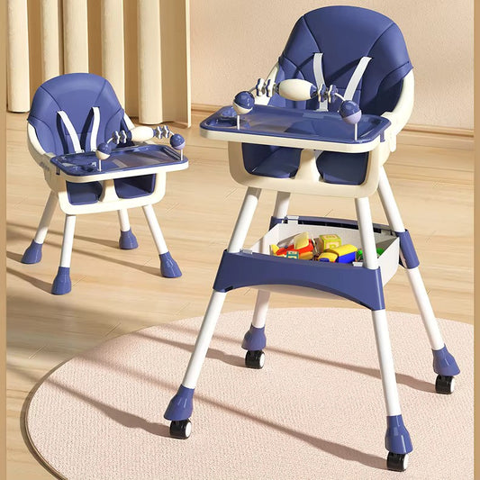 2 in 1 Baby High Chair & Toy Bar Newborn Feeding Chair Adjustable Double Meal Tray S360