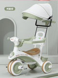 Children Tricycle with Umbrella, Detachabel safetyguard, Push Handlebar Multifunction Kids Tricycle with Parent Handle BD244