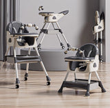 4 in 1 Baby High Chair | Newborn Feeding Chair| Removable & Adjustable Double Meal Tray | with Recline 618