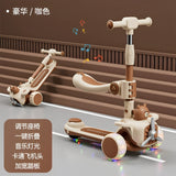 Kids Scooter Foldable Scooter Kick Scooter Toddler Scooter Adjustable Height with Light Up Wheels with Brake s, Music and Seat BD261