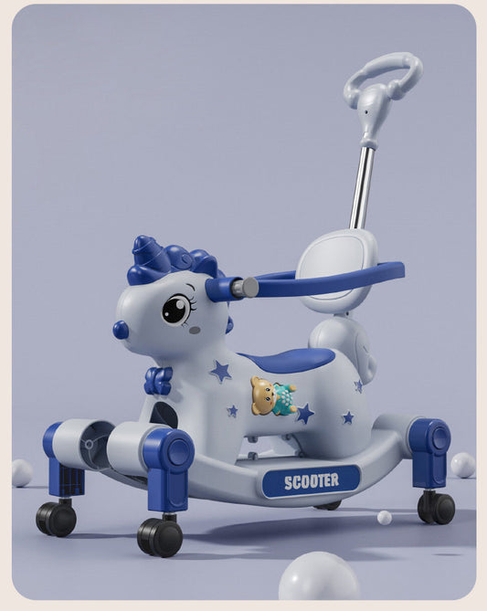 3-in-1 Unicorn Ride-On Toy for Toddlers – Rocking Horse, Scooter & Push Car with 360° Wheels BD275