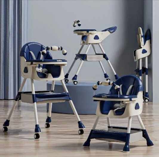 4 in 1 Baby High Chair | Newborn Feeding Chair| Removable & Adjustable Double Meal Tray | with Recline 618