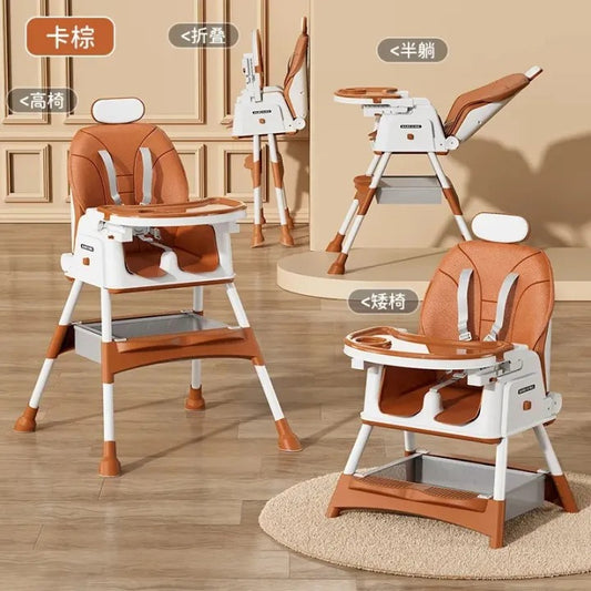 5 in 1 Baby High Chair & Toy Bar | Newborn Feeding Chair | Removable & Adjustable Double Meal Tray with Reclined E560