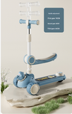 3 Wheel, Adjustable Height Folding Kids Scooty' Kick Scooters With Pedal Foot With Music and Light, and Storage Basket BD289
