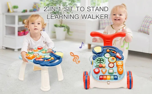 Baby Learning Walker 3 in 1 Sit-to-Stand Learning Walker Kids Activity Center with Weight Gain Design Table Lights Music BD104