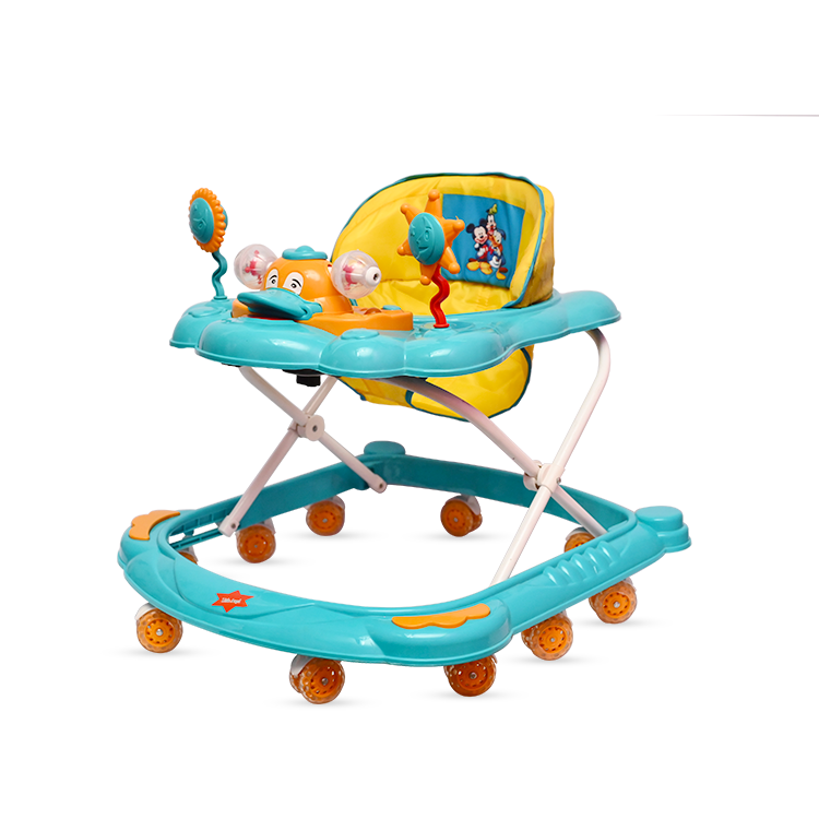 301 Baby Walker with light and music imported made 10 Wheels for kids BD049 Sea Green